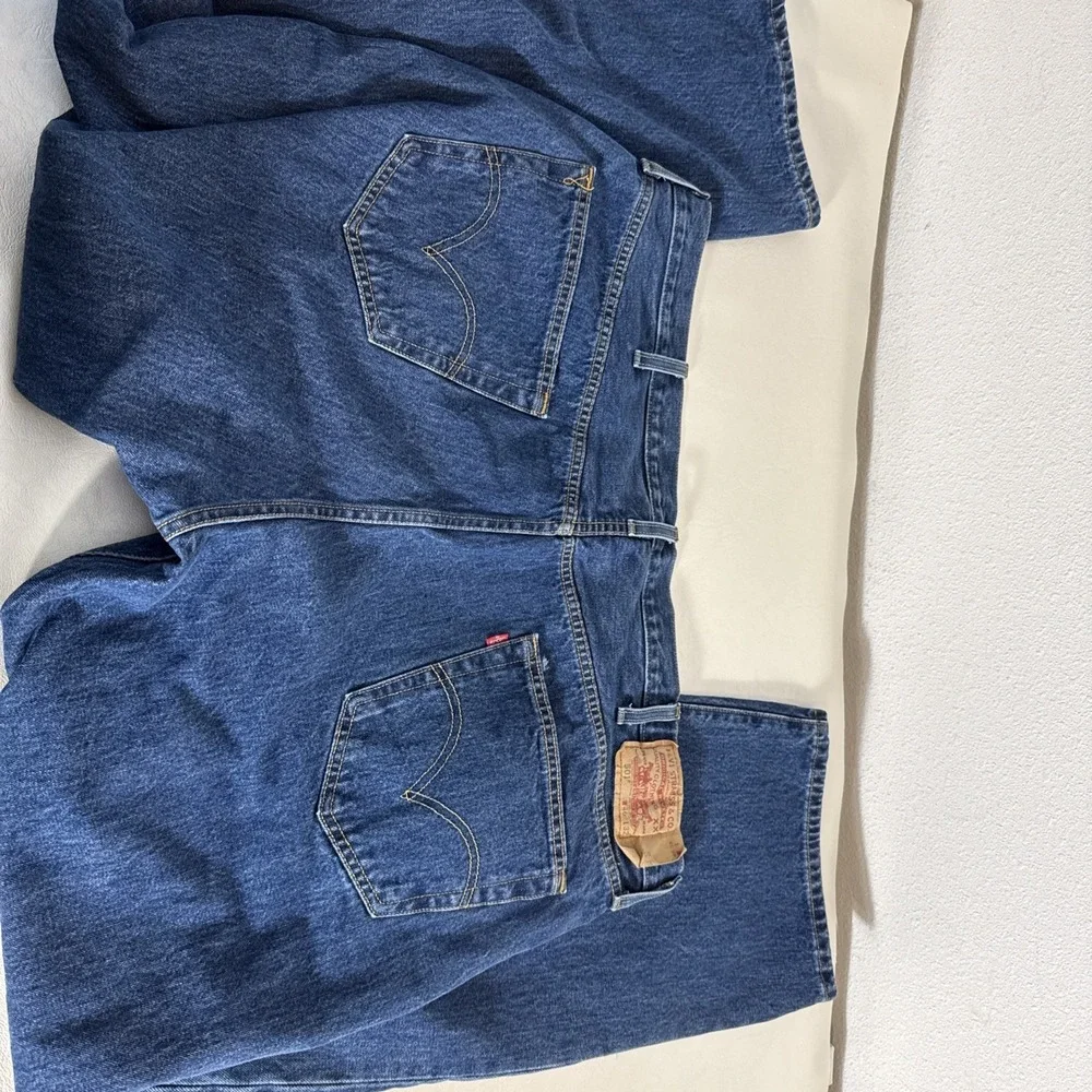 Levi's Men's Blue 501 Straight Fit Denim Jeans Button Fly 5-Pocket 46x32